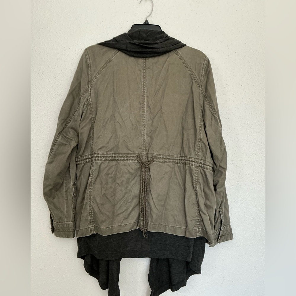 Hei Hei Cascade Anorak Green Utility Grey Scarf Layered Jacket Large - Picture 4 of 15